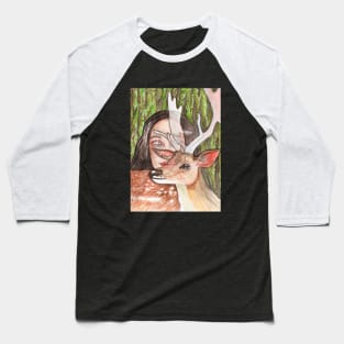 Woman and deer Baseball T-Shirt